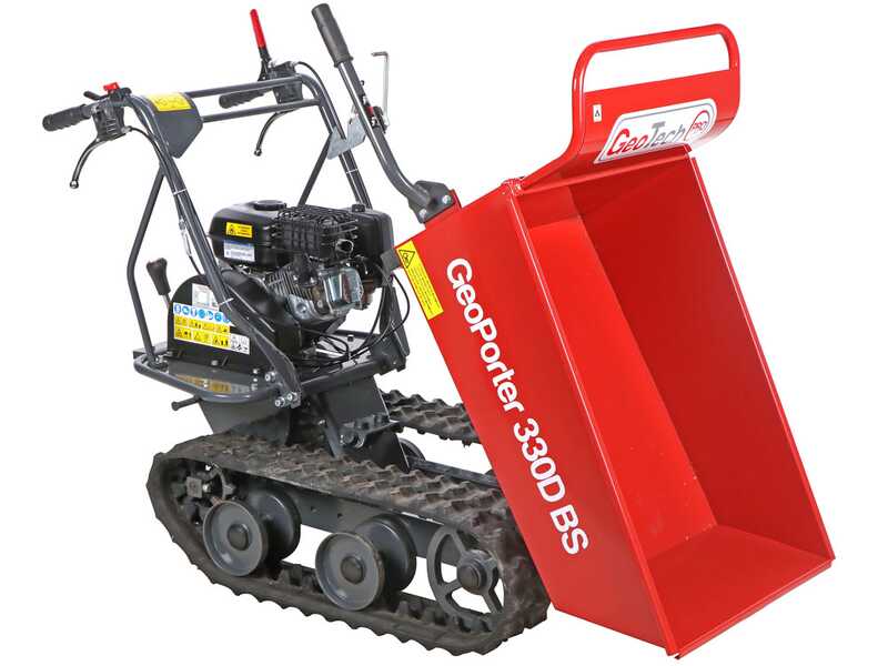GeoTech Pro GeoPorter 330D BS - Motocarriola cingolata cassone dumper con 4 rulli - 300Kg
