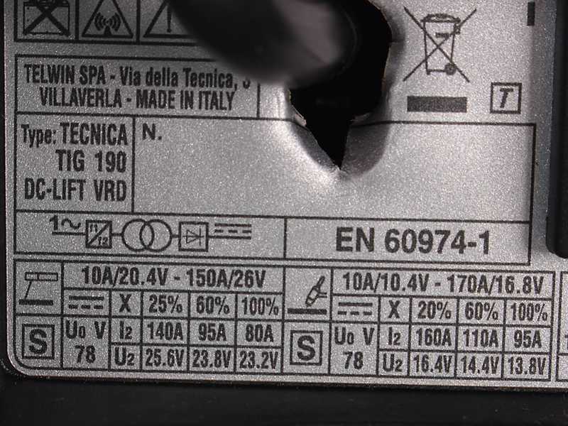 Telwin Tecnica TIG 190 DC - Saldatrice Inverter (TIG LIFT, MMA) + Valigetta, corrente continua (DC)