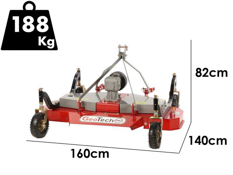 GeoTech Pro TLP 180 - Tagliaerba per trattore - 3 rotori a 1 lama