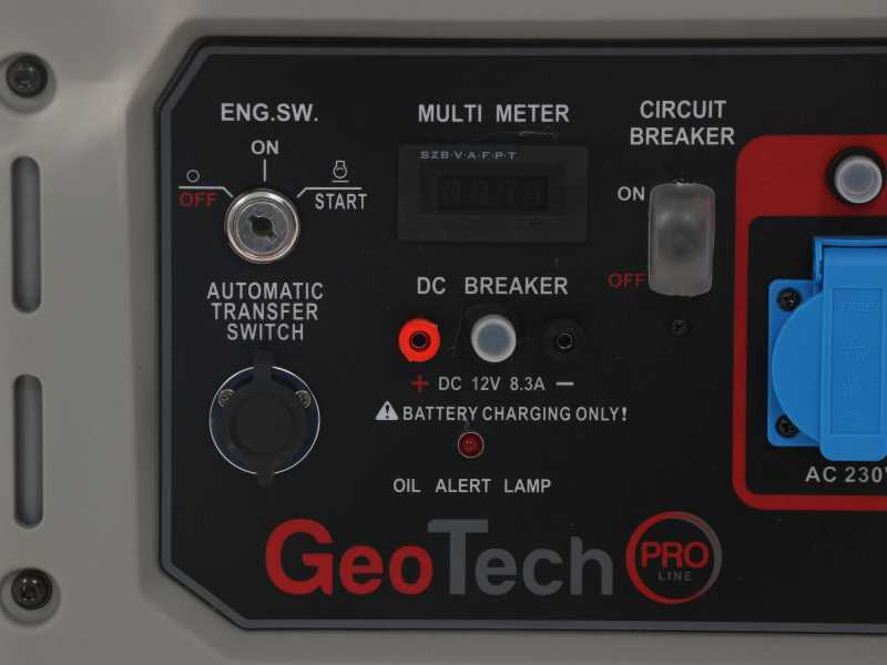 GeoTech Pro GGP 9500 ESA - Generatore di corrente carrellato con AVR avv. elettrico 7.9 kW - Continua 7.5 kW Monofase + ATS