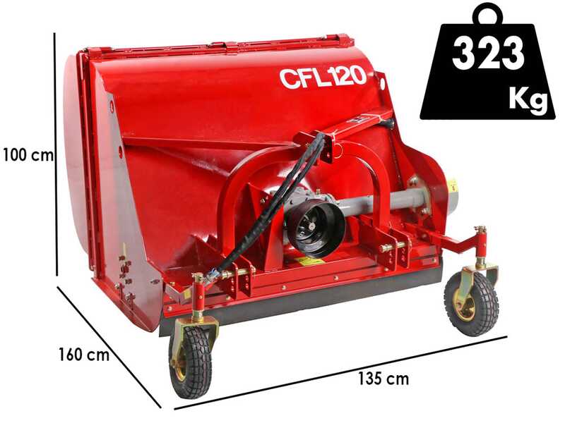 GeoTech Pro CFL120 - Trinciaerba per trattore - Cesto di raccolta - Raccoglitore - Serie media