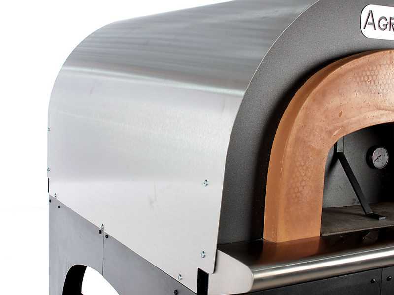 Forno a legna da esterno Cibus Inox 1000 con camera &Oslash;100 - 6 pizze