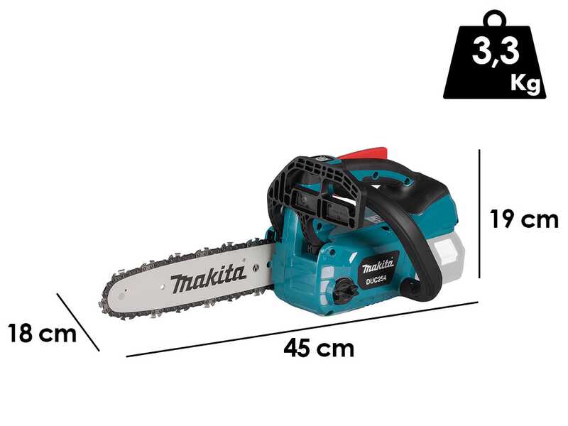 Makita DUC254Z - Elettrosega a batteria - Lama da 25cm - SENZA BATTERIE E CARICABATTERIE