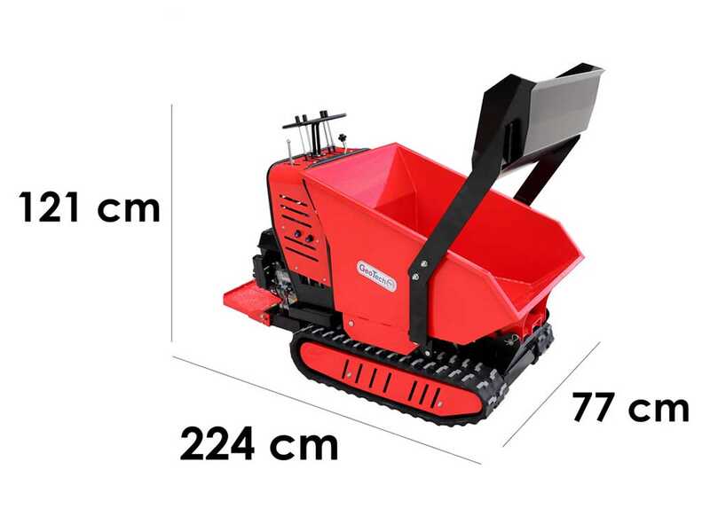 GeoTech Pro Geoporter 550 DHS Hydro - Motocarriola cingolata cassone dumper idraulico 500Kg - Cambio idrostatico