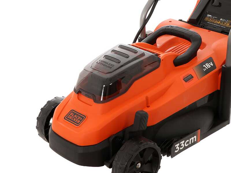 Black &amp; Decker BCMW3318L2-QW - Tagliaerba a batteria 2x18V/2.5Ah + in omaggio batteria 18V 2Ah - Taglio 33 cm