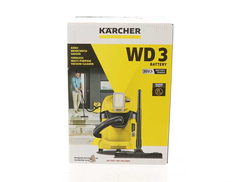 Karcher WD 3 Premium Battery 36 V - Aspirapolvere multiuso a batteria 36V 2.5Ah - Solidi liquidi e soffiatore