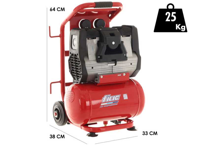 FIAC Magnum XS88 - Compressore aria elettrico monofase silenziato, oil-less - Motore 0.75 HP - 10 lt