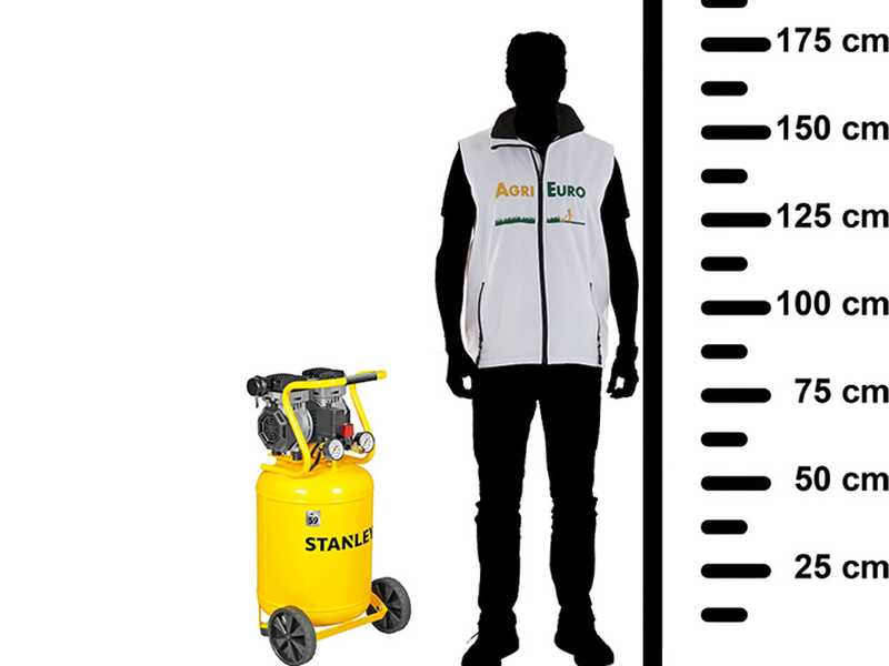 Stanley DST 150/8/50 - Compressore aria elettrico verticale monofase, oil-less - Motore 1.3 HP - 50 lt
