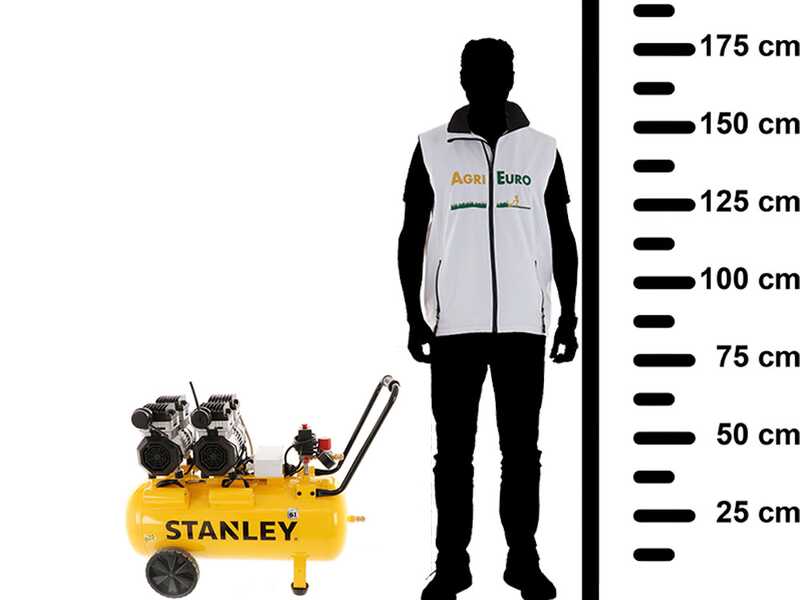 Stanley DST 300/8/50-2 - Compressore aria elettrico monofase silenziato, oil-less - Motore 2.6 HP - 50 lt