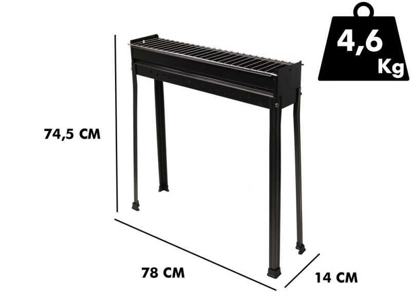 Mille BBQ-80 Classic - Griglia per arrosticini a carbone - 80x15cm
