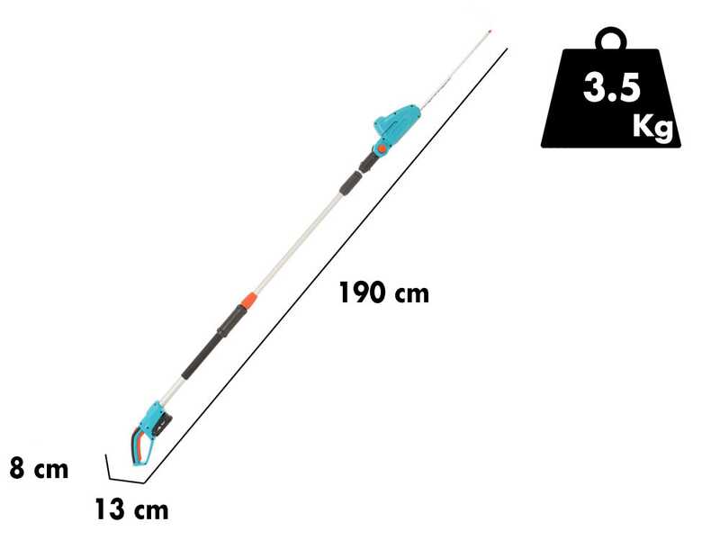 Gardena THS 42/18V P4 - Tagliasiepi elettrico su asta di prolunga telescopica - Batteria al litio 18V/2,5Ah