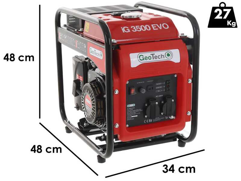 GeoTech iG 3500 EVO - Generatore di corrente inverter a benzina 3.5 kW - Continua 3.2 kW Monofase