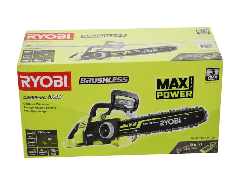 Ryobi RY36CSX35A-150 - Elettrosega a batteria 36V 5Ah - Lama da 35cm