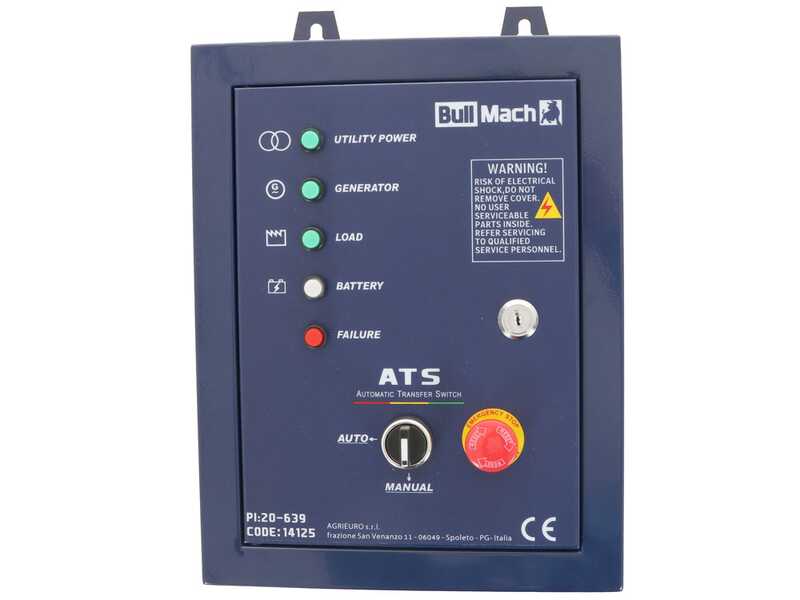 BullMach AMBRA 9500 E-3 - Generatore di corrente carrellato  a benzina con AVR 7.5 kW - Continua 7 kW Trifase + ATS