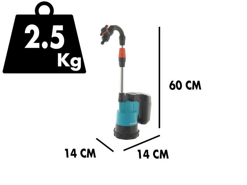 Gardena 2000/2 - Pompa per cisterna - Batteria da 18V 2.5 Ah e caricabatteria inclusi