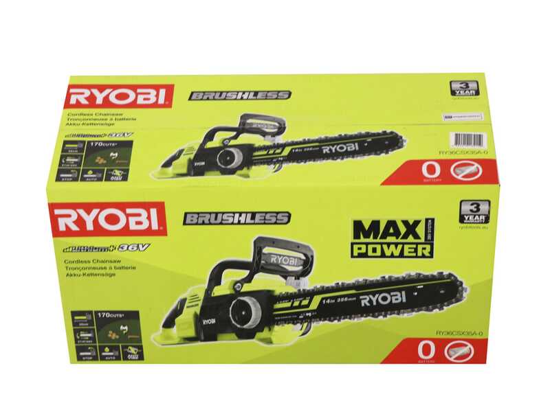 Ryobi BRUSHLESS RY36CSX35A-0 - Elettrosega Max Power 36V - Lama da 35cm - SENZA BATTERIA E CARICABATTERIA