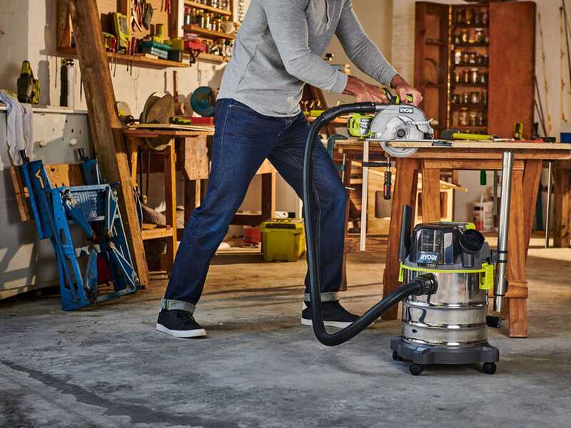 Ryobi R18WDV-0 - Bidone aspiratutto a batteria per solidi e liquidi - 18V - bidone 18 lt - SENZA BATTERIA E CARICABATTERIE