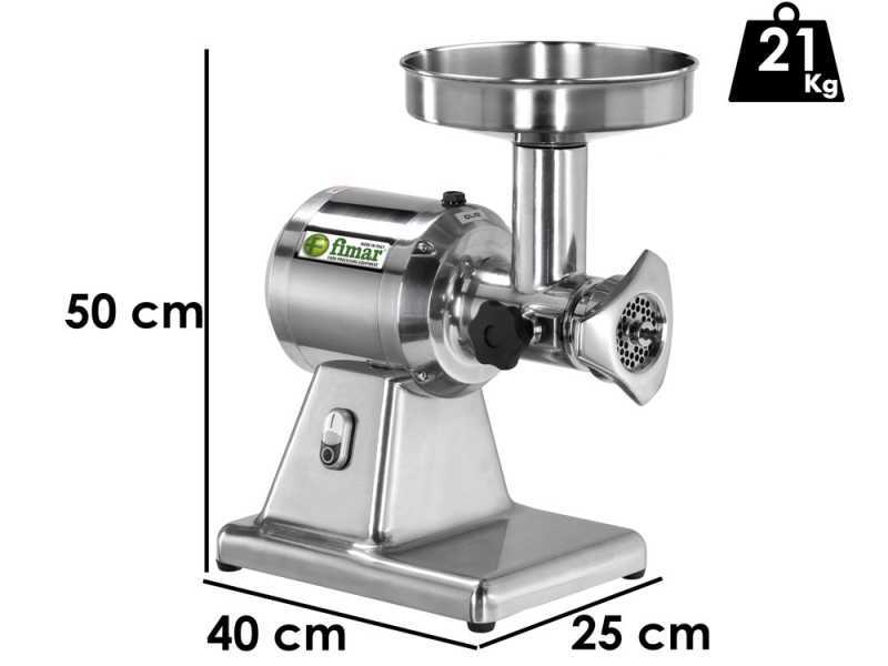 Fimar TC12S - Tritacarne elettrico - 400 V - 1 HP - Gruppo macinazione in INOX - Senza inversione di marcia