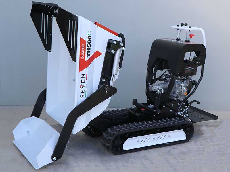 Seven Italy TH500C KM178-E - Motocarriola cingolata cassone dumper 500Kg con paletta - Cambio idrostatico
