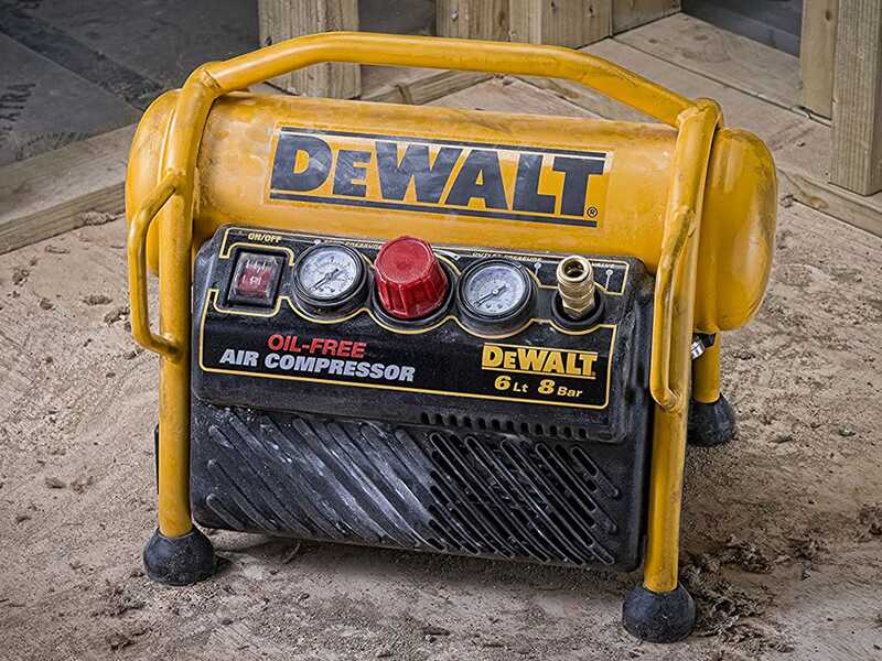 DeWalt DPC6MRC-QS - Compressore aria elettrico portatile monofase, oil-less - Motore 1.5 HP - 6 lt
