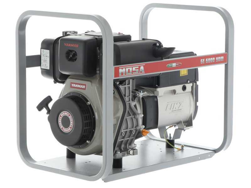 MOSA GE 6000 YDM - Generatore di corrente diesel 5.1 kW - Continua 4.5 kW Monofase - Motore Yanmar L 100 N