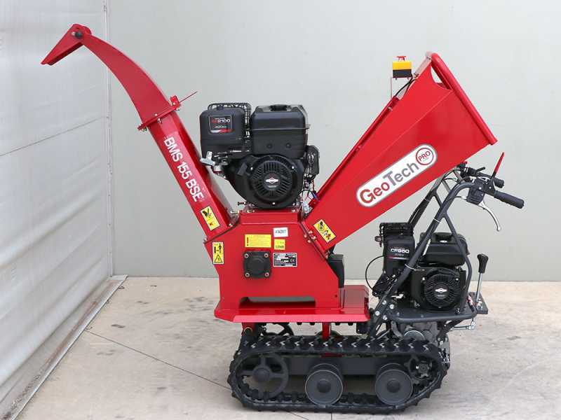 GeoTech Pro BMS155 BSE - Biotrituratore semovente a cingoli su motocarriola GeoPorter 330E BS - Motore B&amp;S XR2100