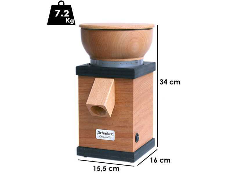Schnitzer Cerealo 125 Antracite - Mulino per farina a pietra in faggio multiplex - 360W