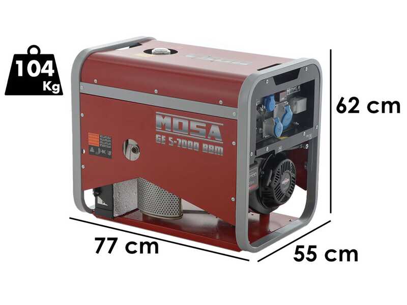 MOSA GE S-7000 BBM AVR EAS - Generatore di corrente a benzina con AVR 6.5 kw - Continua 5.4 kW monofase + ATS - Motore B&amp;S XR2100