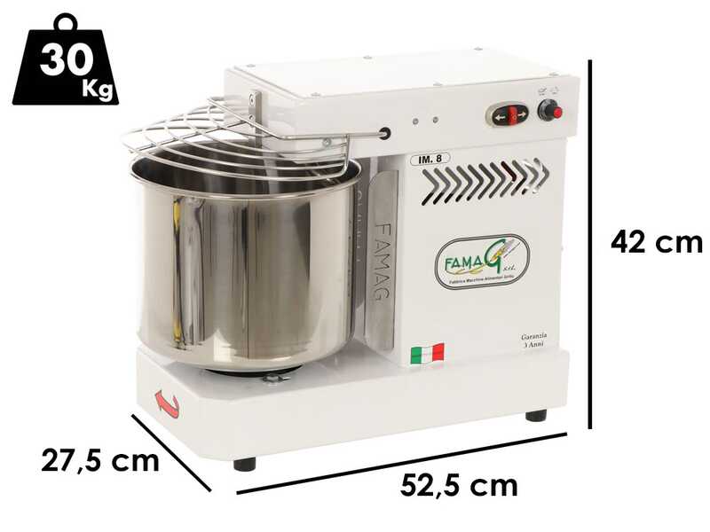 Famag Grilletta IM 8/230 10 Velocit&agrave; HH - Impastatrice a spirale 8 Kg ad alta idratazione