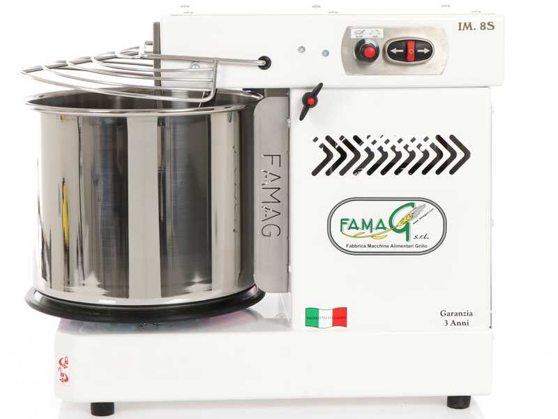 Famag Grilletta IM 8S/230 10 Velocit&agrave; HH - Impastatrice a spirale 8 Kg ad alta idratazione con testa sollevabile
