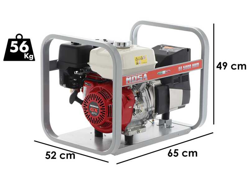MOSA GE 5000 HBM AVR- Generatore di corrente a benzina con scheda AVR 4.5 kW - Continua 3.6 kW Monofase - Motore Honda GX270