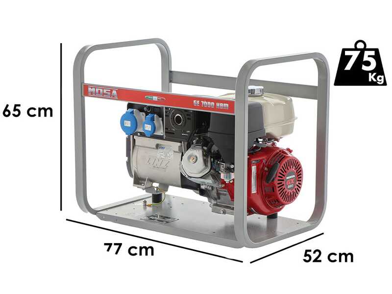 MOSA GE 7000 HBM - Generatore di corrente a benzina 6 kW - Continua 5 kW Monofase - Motore Honda GX390