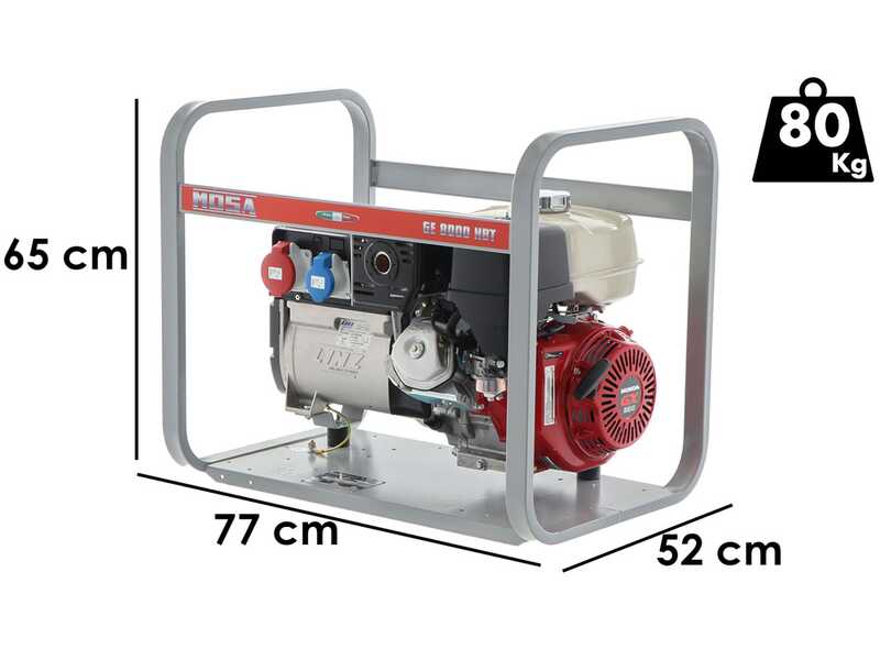 MOSA GE 8000 HBT - Generatore di corrente 6.4 KW trifase - Alternatore italiano - Motore Honda GX390