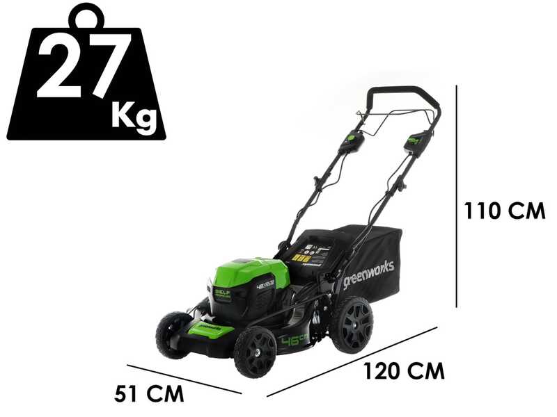 Greenworks GD48LM46SP - Tagliaerba a batteria 48V 4Ah - Taglio 46 cm