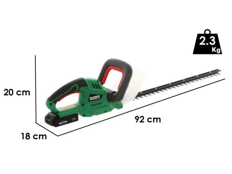 Ribimex PRBAT20-TH - Tagliasiepi elettrico a batteria 20V/2Ah - Lama da 52 cm 
