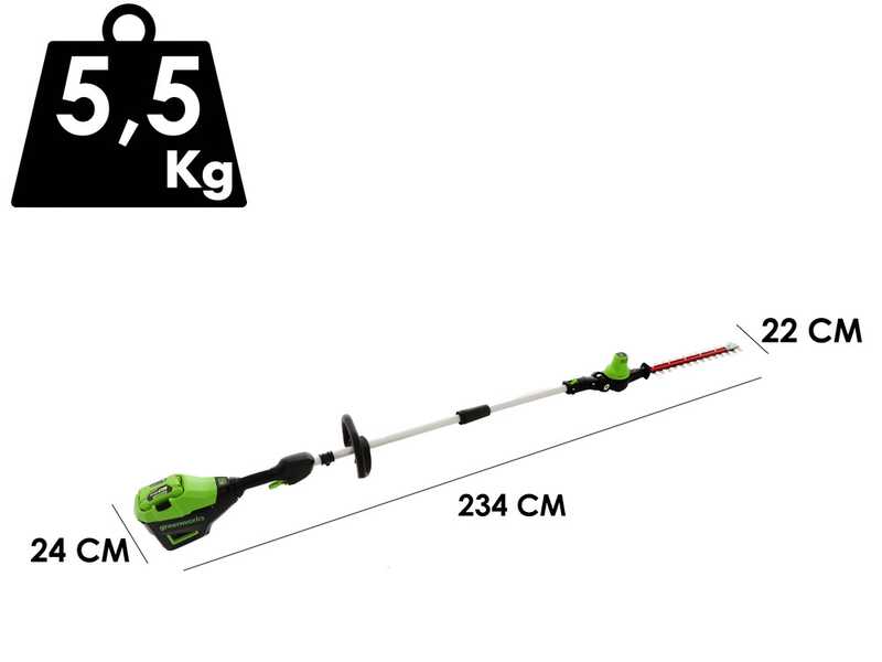 Greenworks G60PHT51 - Tagliasiepi su asta di prolunga a batteria 60V 2Ah