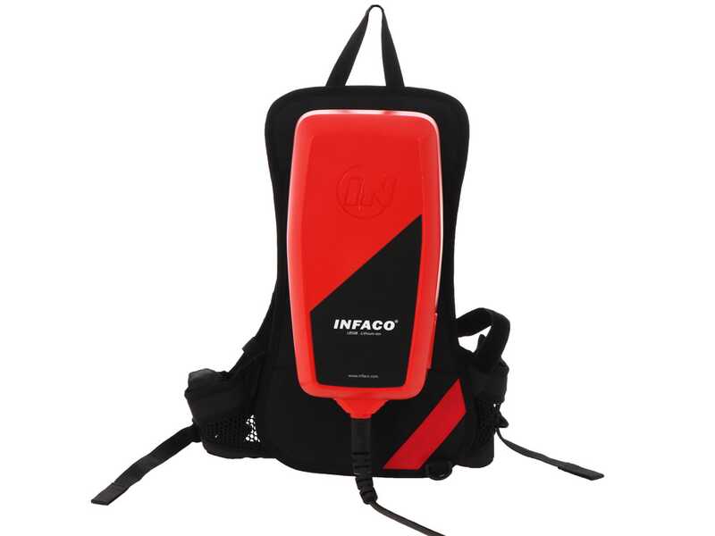 Infaco V5000P3EF - Abbacchiatore elettrico a batteria su asta fissa da 250 cm - Batteria a zaino inclusa