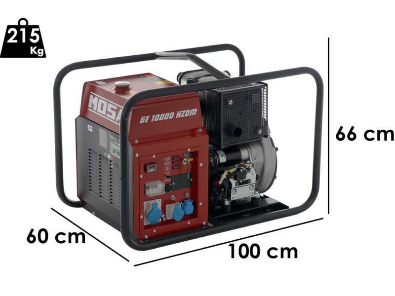 MOSA GE 10000 HZDM - Generatore di corrente diesel 9 kW - Continua 8.1 kW Monofase - Motore Hatz 1D90