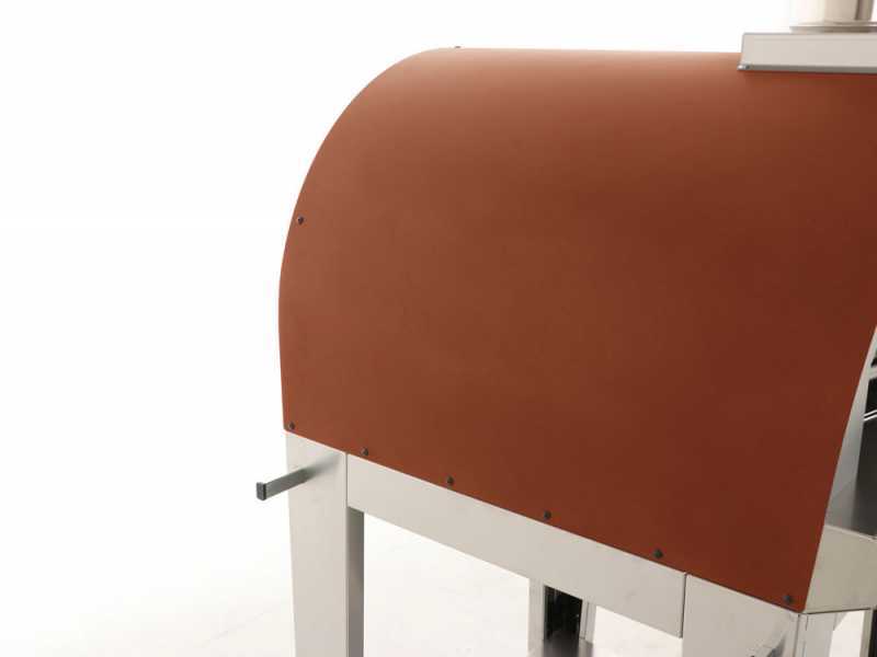 Fontana Margherita Rosso - Forno a legna da esterno con carrello