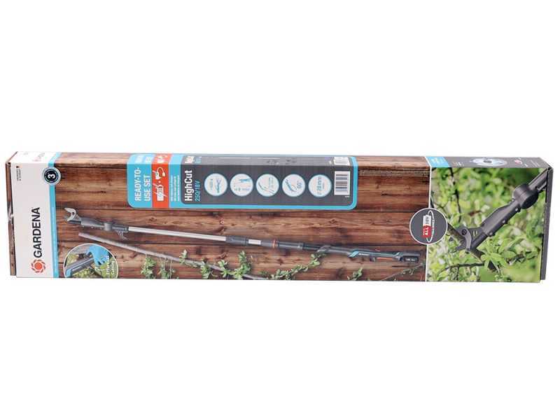 Gardena HighCut 250/18V Solo - Forbice elettrica da potatura su asta - SENZA BATTERIA E CARICABATTERIA