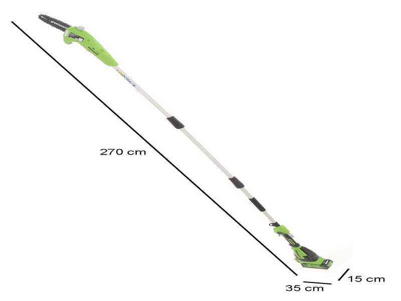 Greenworks G40PSFK2 - Potatore a batteria a spalla su asta di prolunga - Batteria 40V 2Ah
