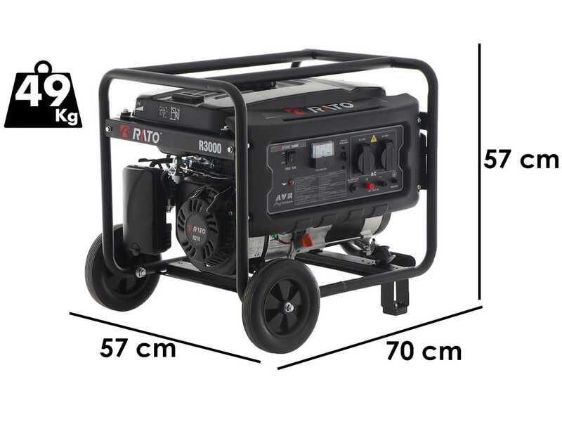 Gruppo elettrogeno monofase a benzina Rato R3000 - Carrellato - 2.7 Kw