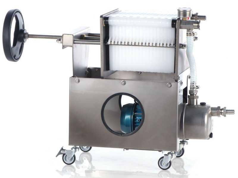 Grifo Professional Inox 20 - Filtro a cartoni per vino carrellato - Pompa in INOX
