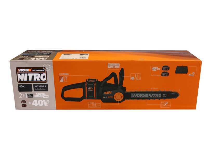 WORX WG384E - Elettrosega a batteria 2 x 20V 2Ah - Lama da 35cm