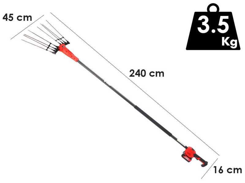 Blue Bird Olimpo 23-56 - Abbacchiatore a batteria - Asta fissa 240 cm - 21V 5Ah