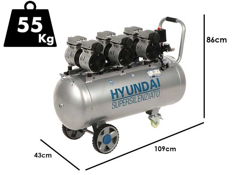 Hyundai 3X4J-750-100L - Compressore aria elettrico - carrellato 100lt