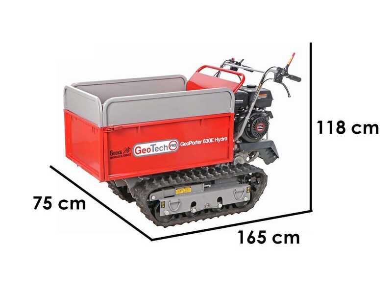 GeoTech Pro GeoPorter 630E Hydro - Motocarriola cingolata cassone estensibile idraulico 600Kg