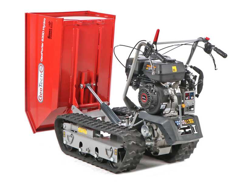 GeoTech Pro GeoPorter 630D Hydro - Motocarriola cingolata cassone dumper idraulico 600Kg