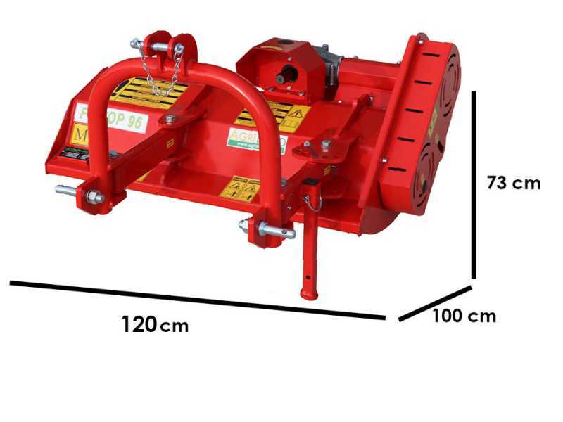 Trinciaerba per trattore Fu Top 112 M - Serie leggera - Spostamento manuale - Presa di forza antioraria (Rotazione a sinistra)