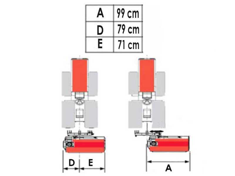 Trinciaerba per trattore CE 138 - Serie medio-leggera - Spostamento Manuale - Presa di forza antioraria (Rotazione a sinistra)